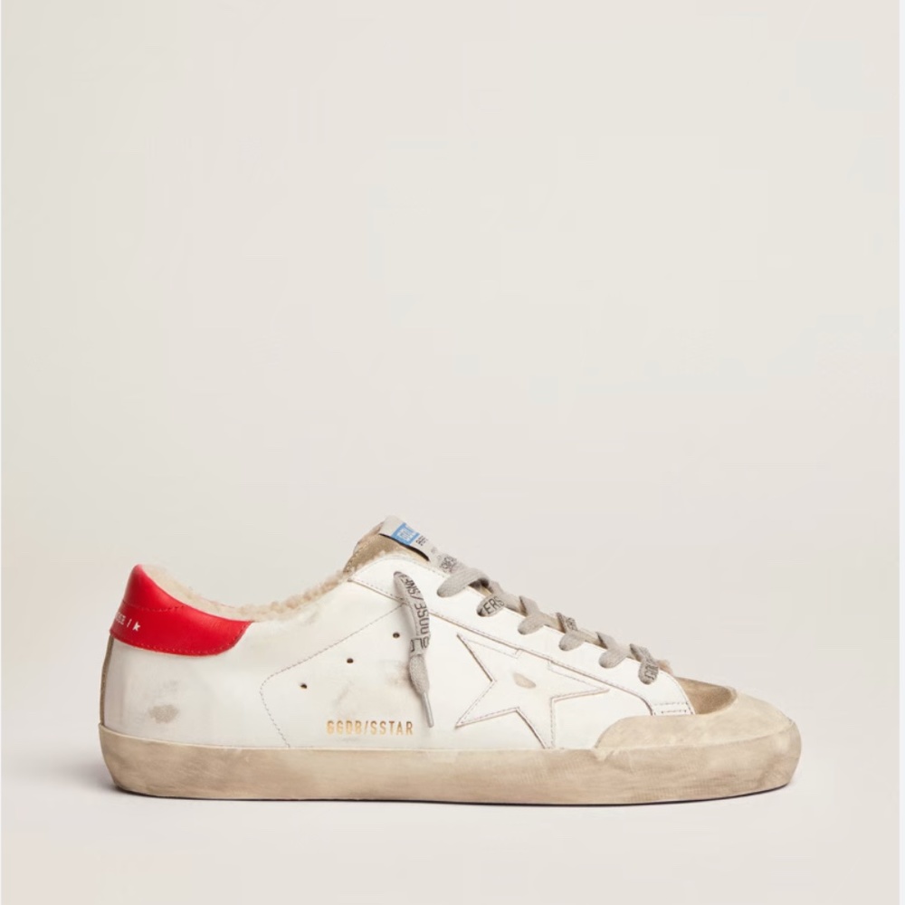 Golden Goose -Men's Super-Star with red leather heel tab and shearling size 9 US - Picture 1 of 6